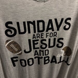 Cato Gray Long Sleeve Tee with Football Print